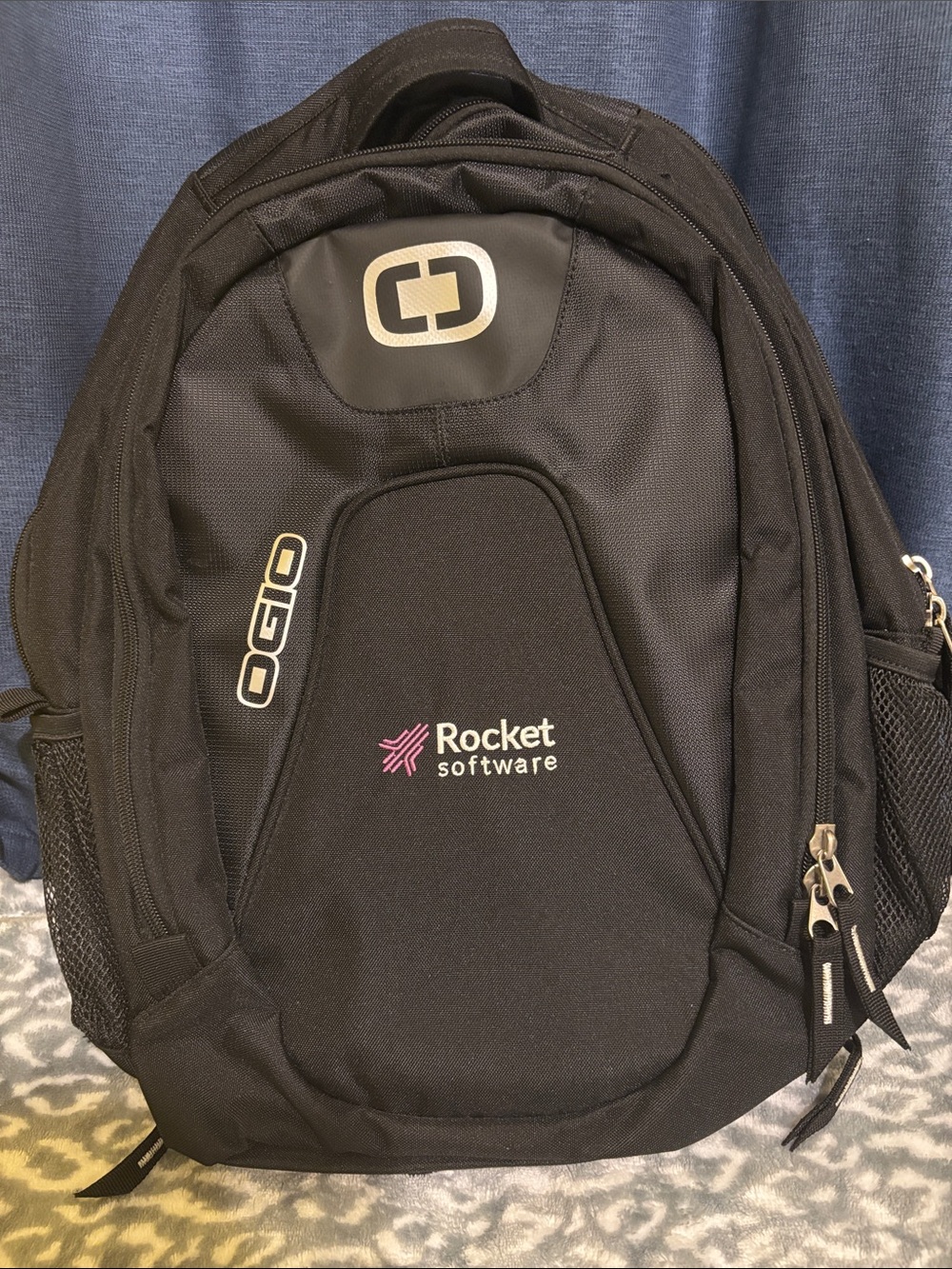 OGIO Black Backpack with Rocket Software Logo